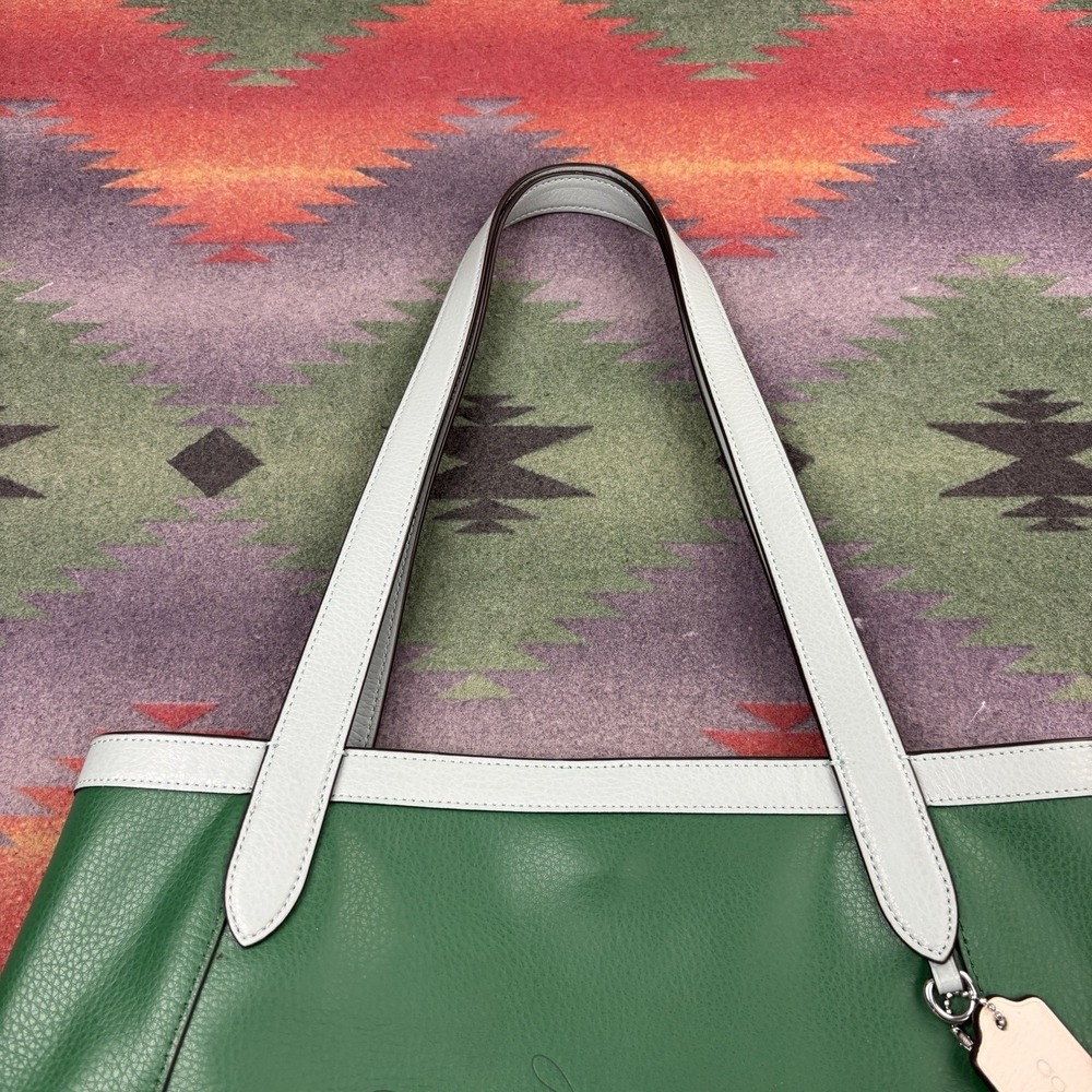 Coach Colorblock Horse & Carriage Carry All‎ Tote Bag Green Multi C5676 - Picture 6 of 10